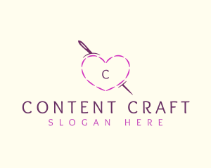 Needle Heart Stitch logo design