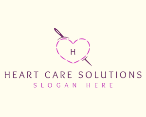 Needle Heart Stitch logo design