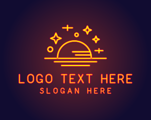 Beachside - Sunset Neon Lights logo design