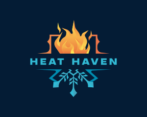 Fire Ice Heater HVAC logo design