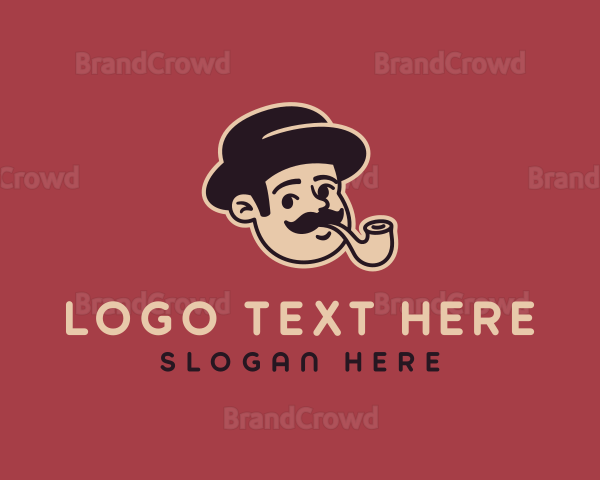 Retro Hipster Tobacco Pipe Logo