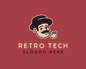 Retro Hipster Tobacco Pipe logo design