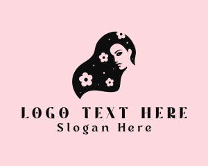 Black - Beautiful Flower Lady logo design