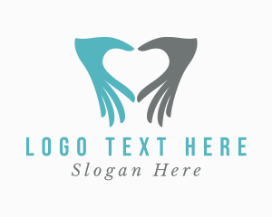 Finger Heart - Heart Charity Hand logo design