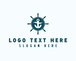 Sail - Coastal Anchor Wheel Wave logo design