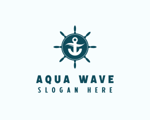 Coastal Anchor Wheel Wave logo design