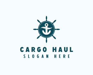 Coastal Anchor Wheel Wave logo design