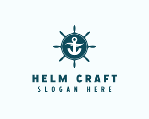 Coastal Anchor Wheel Wave logo design