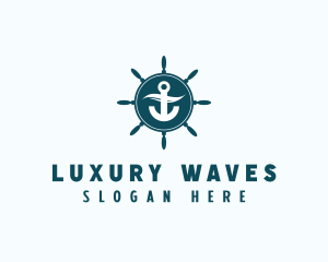 Coastal Anchor Wheel Wave logo design