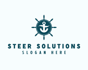 Steer - Coastal Anchor Wheel Wave logo design