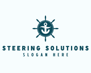 Coastal Anchor Wheel Wave logo design