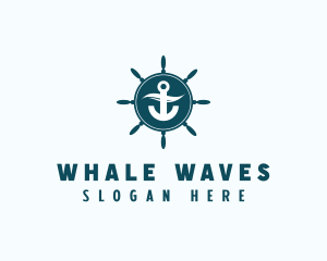 Coastal Anchor Wheel Wave logo design