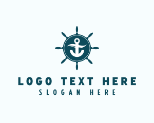 Anchor - Coastal Anchor Wheel Wave logo design