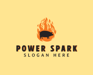 Roast - Flame Pig Barbecue logo design