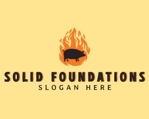 Cooking - Flame Pig Barbecue logo design