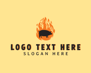 Meat - Flame Pig Barbecue logo design