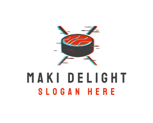 Maki Chopsticks Glitch logo design