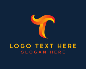 Hot - Heat Element Letter T logo design