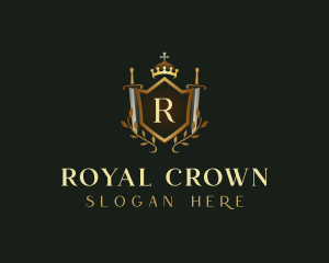 Royal Shield Sword Crown logo design