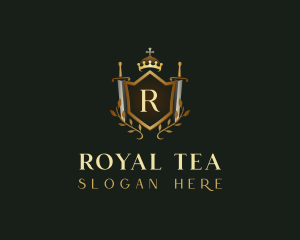 Royal Shield Sword Crown logo design