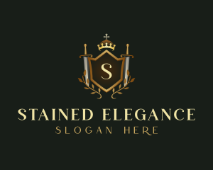 Royal Shield Sword Crown logo design