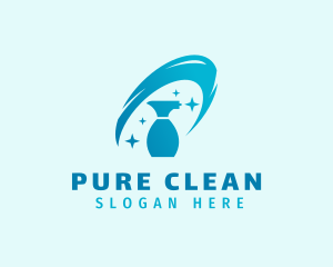 Blue Spray Bottle Cleaner logo design