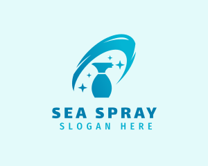 Blue Spray Bottle Cleaner logo design