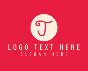 Initial - Pink Handwritten Letter J logo design
