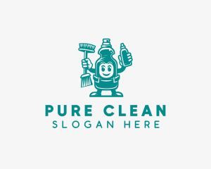 Sanitation Mop Cleaner logo design