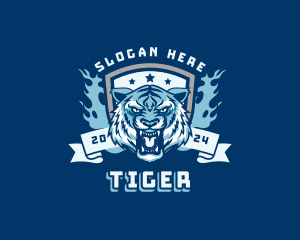 Mad Tiger Flame Shield logo design