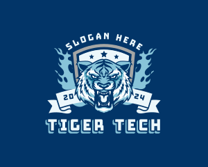 Mad Tiger Flame Shield logo design