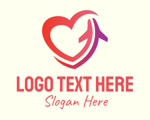 Heart - Love Plane Travel logo design