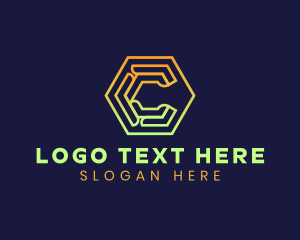 Crypto - Tech Hexagon Letter C logo design