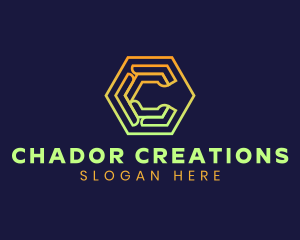 Tech Hexagon Letter C logo design