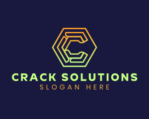 Tech Hexagon Letter C logo design