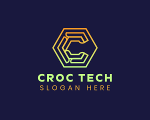 Tech Hexagon Letter C logo design