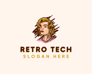 Retro Blonde Woman  logo design