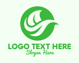 Round - Green Organic Leaf logo design