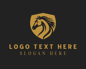 Golden - Equine Horse Shield logo design