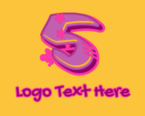 Number 5 - Graffiti Star Number 5 logo design