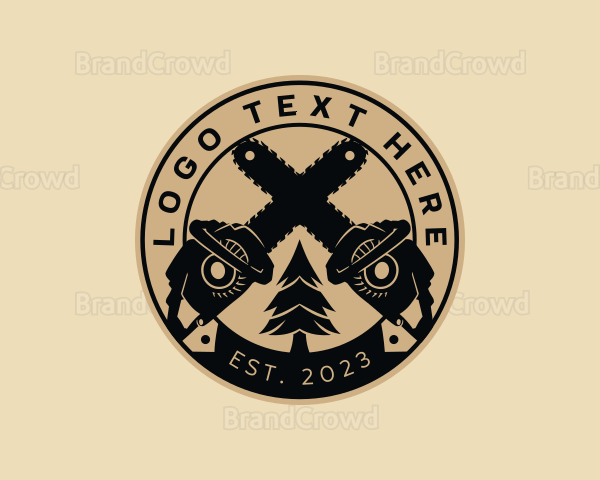 Tree Chainsaw Badge Logo