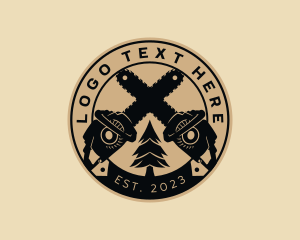 Logging - Tree Chainsaw Badge logo design