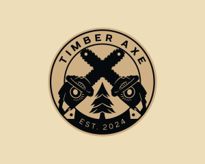 Tree Chainsaw Badge logo design