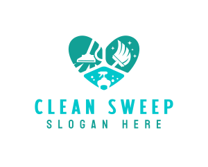  Heart Cleaning Sanitation logo design