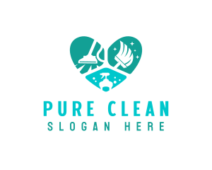  Heart Cleaning Sanitation logo design