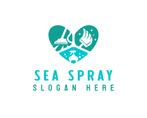  Heart Cleaning Sanitation logo design