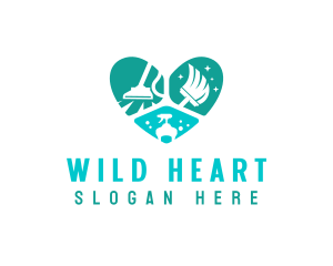  Heart Cleaning Sanitation logo design