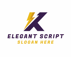 Italic - Lightning Sharp Letter K logo design