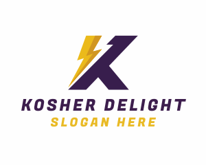 Lightning Sharp Letter K logo design