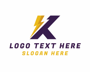 Technician - Lightning Sharp Letter K logo design